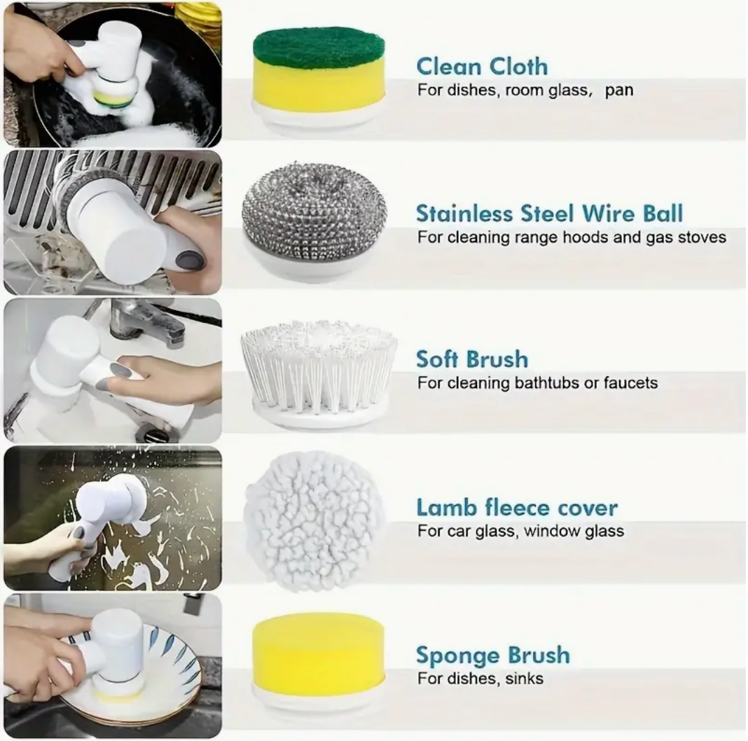 5-in-1 Rechargeable Electric Cleaning Brush – Reinvented Edition